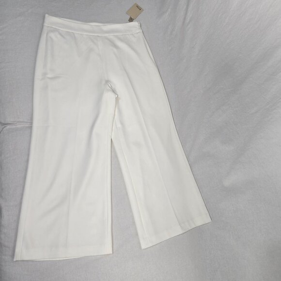 ELIE TAHARI Officecore Mob Wife IVORY Hi-Rise Wide Leg Cropped  Trouser Size 12 - Picture 5 of 16